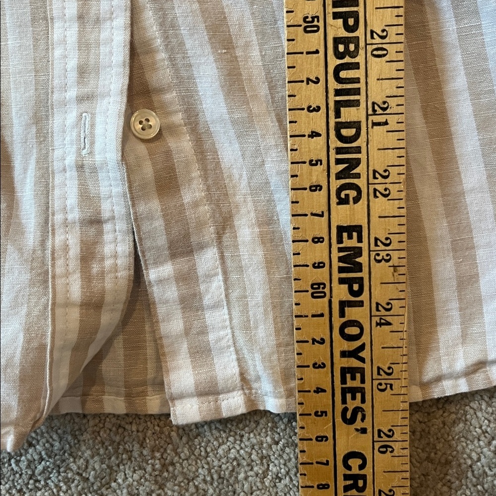 J. Crew Tan Striped Linen Shirt Size Small - Picture 7 of 8